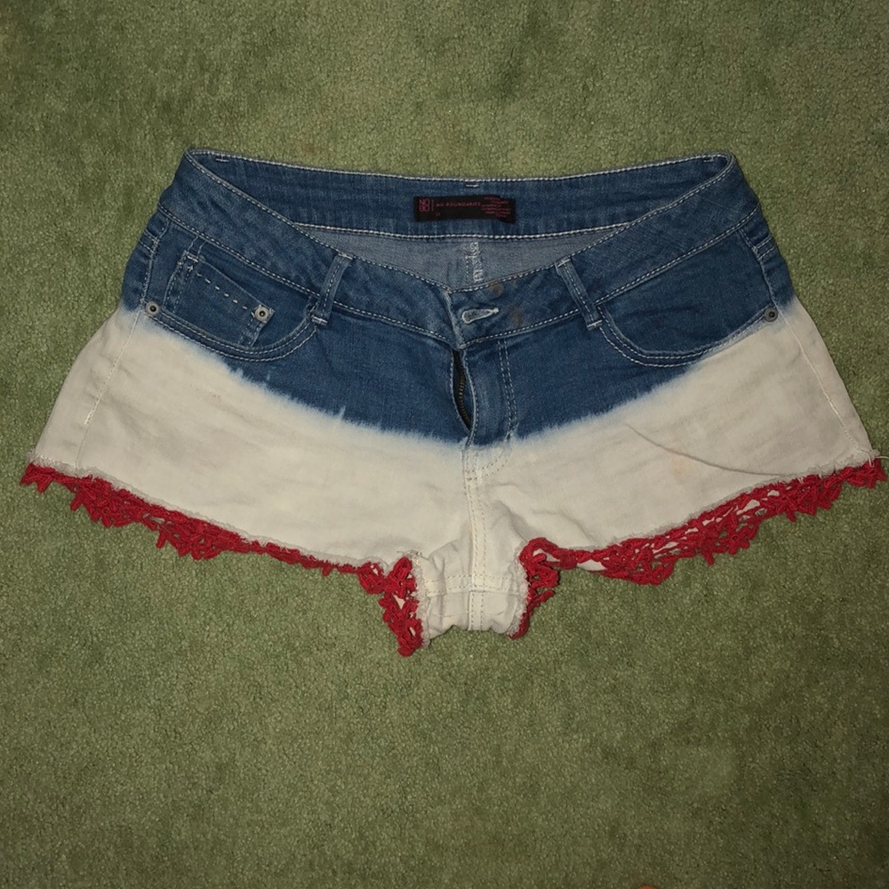 RED WHITE AND BLUE Jean shorts